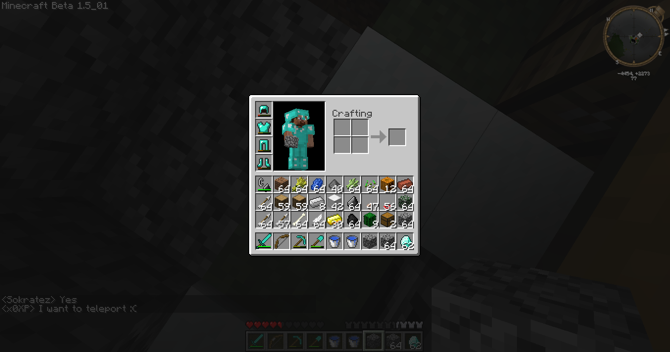 A crafting table with various items and blocks, including diamonds, gold, and obsidian.