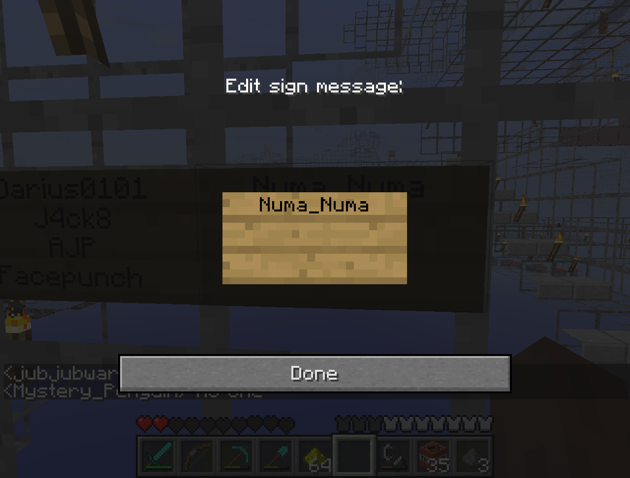A player is sending a message to another player in the chat.