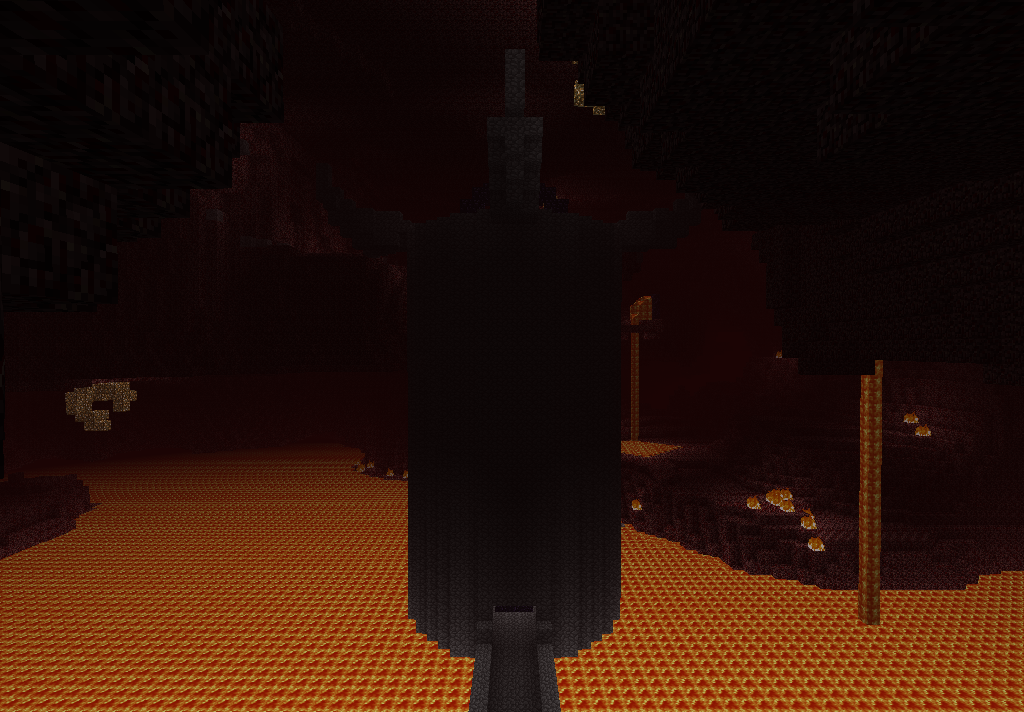A dark and mysterious cave with a large, ominous structure in the center.