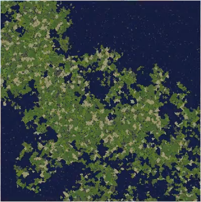 A large area of grassy terrain with some water in the background.