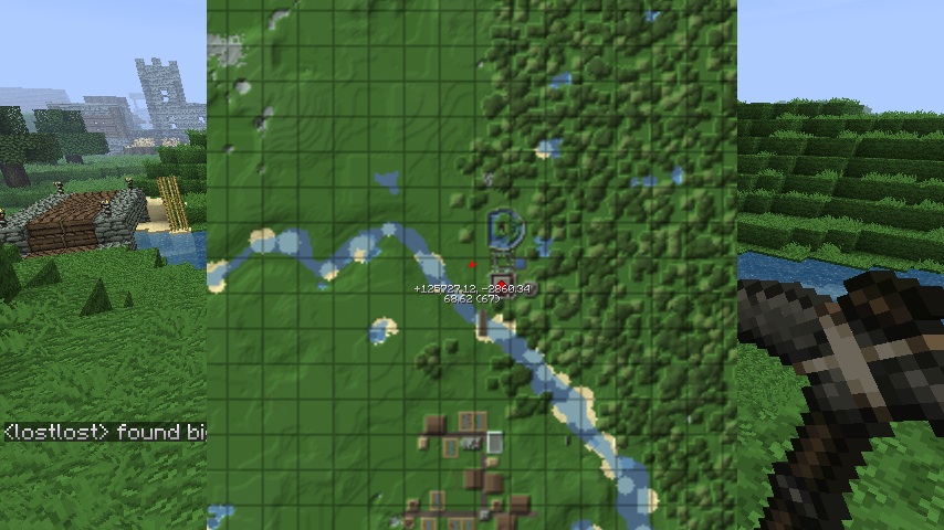 A map of the 2b2t server, with a grid overlay and various symbols indicating different locations.