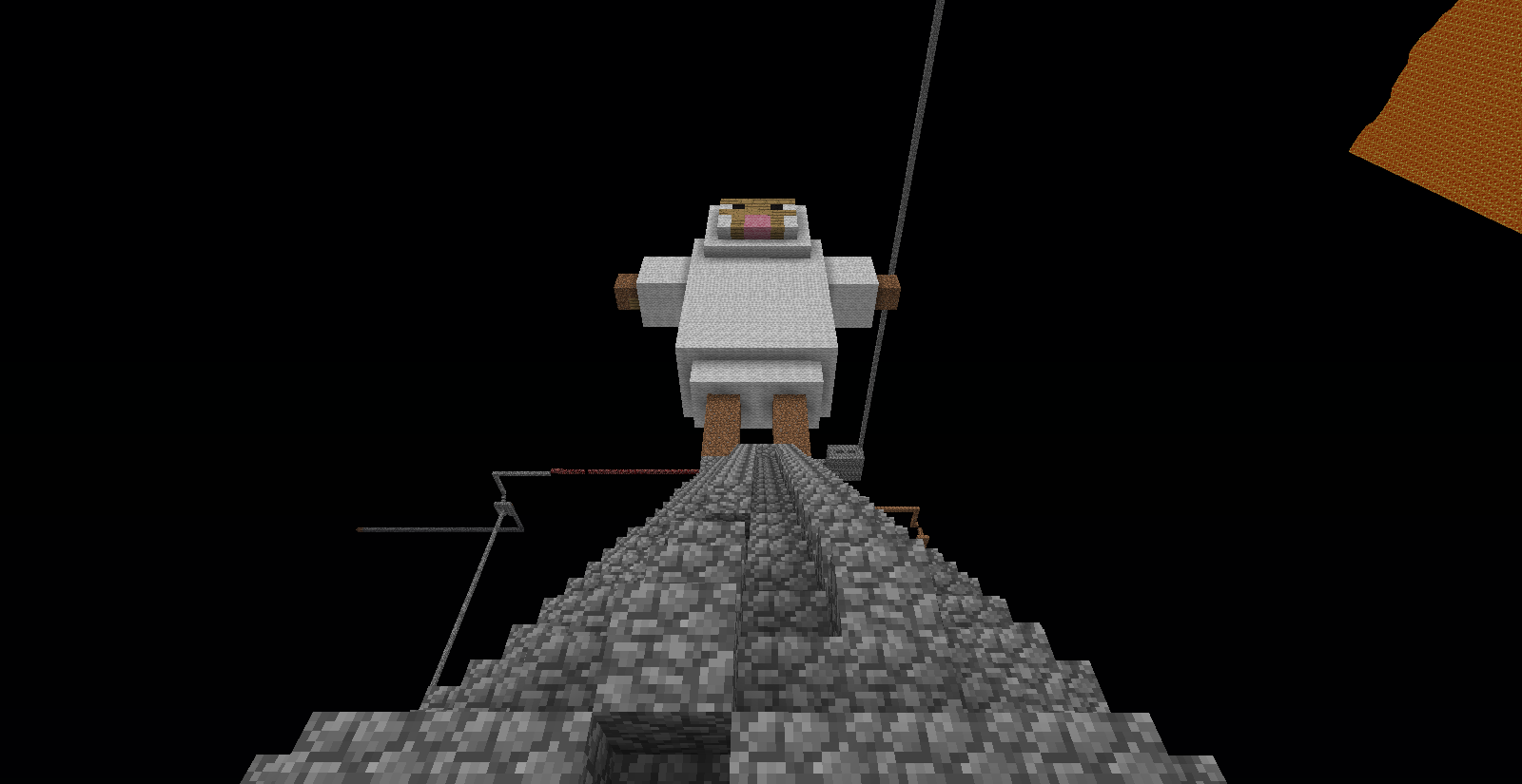 A build of a giant robot on top of a pyramid.